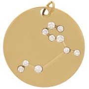 Pendentif constellation Lion 20mm avec anneau ouvert - Acier inox Doré x1|raw }}