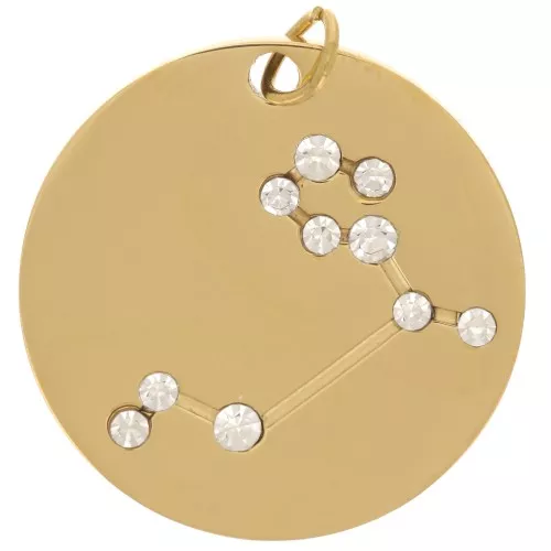 Pendentif constellation Lion 20mm avec anneau ouvert - Acier inox Doré x1