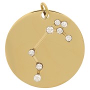 Pendentif constellation Bélier 20mm avec anneau ouvert - Acier inox Doré x1|raw }}
