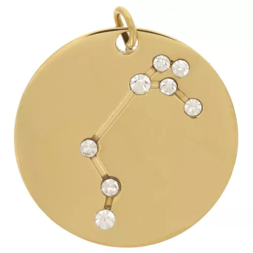 Pendentif constellation Bélier 20mm avec anneau ouvert - Acier inox Doré x1
