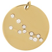 Pendentif constellation Taureau 20mm avec anneau ouvert - Acier inox Doré x1|raw }}