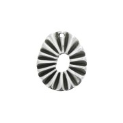 Pendentif ovale évidé irrégulier effet plissé 22x18 mm Placage Argent fin vieilli|raw }}