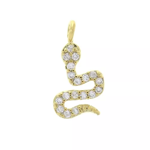 Breloque serpent en laiton avec oxydes de Zirconium - 12.7x7 mm - Doré x1