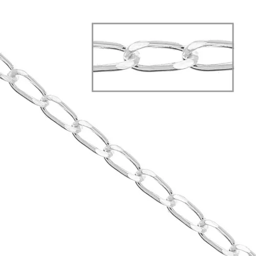 Chaîne En Argent Massif - Maille Cheval - Longueur 46 Cm - Poids 5,82 Gr
