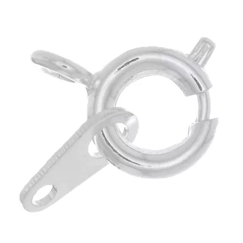 Fermoir à ressort 6 mm avec attache tag argenté x144