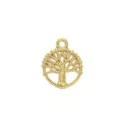 Breloque ronde Arbre de vie en zamac 12x10 mm - Doré à l'or fin x1