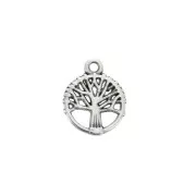 Breloque ronde Arbre de vie en zamac 12x10 mm - Placage Argent fin vieilli x1