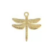 Breloque libellule en zamac 17.5x18 mm - Doré à l'or fin x1