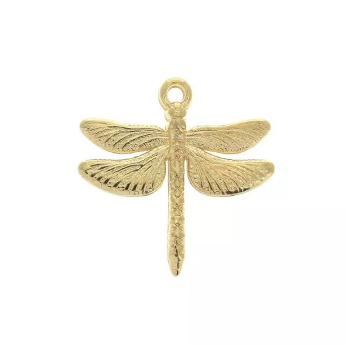 Breloque libellule en zamac 17.5x18 mm - Doré à l'or fin x1