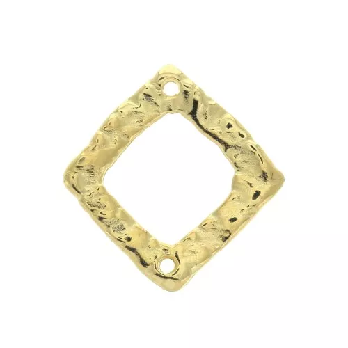 Intercalaire losange martelé évidé 2 trous 20x19 mm - Doré à l'or fin x1