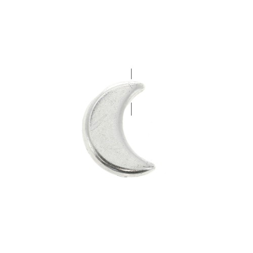 Perle en métal demi-lune 11.5x8 mm - Placage Argent fin vieilli x1