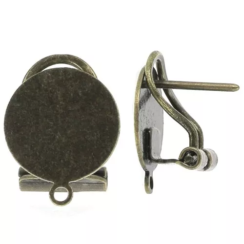 Clous d'oreilles plateau - clips de sécurité Omega 12 mm - Bronze x2
