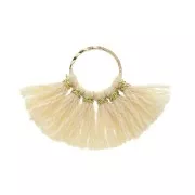 Mini pendentif éventail pompons imitation coton 15x20 mm Bisque - Doré x1