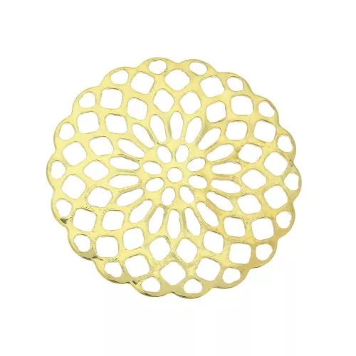 Estampe pendentif forme rosace 25 mm - Argent 925 Doré à l'or fin x1