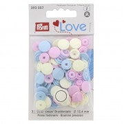30 boutons à pression en plastique Color Snaps 12.4mm Bleu clair - Lilas - Ecru|raw }}