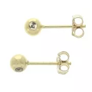Clous d'oreilles boule 4 mm avec stoppeur en Gold filled (or laminé)  x2