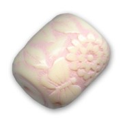 Perle cylindrique relief fleur 20x17 mm Light Rose x1|raw }}