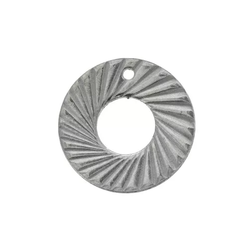 Breloque cercle ajouré strié 15 mm en Acier inoxydable x1