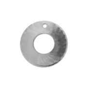 Breloque cercle ajouré strié 15 mm en Acier inoxydable x1