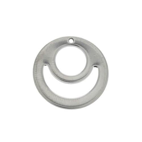 Breloque ronde ajourée forme demi-lune et cercle 15 mm en Acier inoxydable x1
