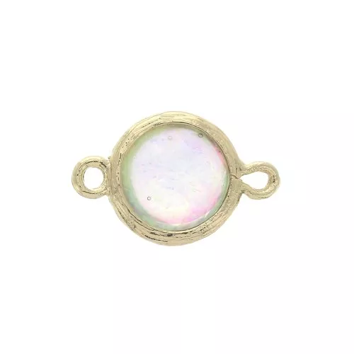 Intercalaire rond 2 anneaux Imitation Opale blanc 19x12 mm Doré x1