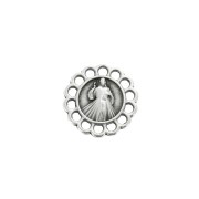 Intercalaire rond 14 anneaux en zamac motif Vierge 15mm Placage Argent fin vieilli x1