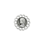Intercalaire rond 14 anneaux en zamac motif Vierge 15mm Placage Argent fin vieilli x1