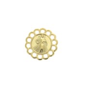 Intercalaire rond 14 anneaux en zamac motif Vierge 15mm - Doré à l'or fin x1|raw }}