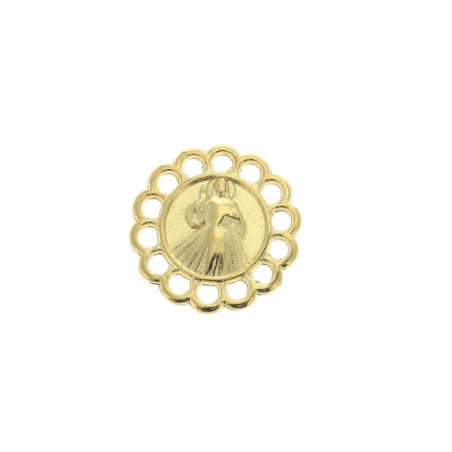 Intercalaire rond 14 anneaux en zamac motif Vierge 15mm - Doré à l'or fin x1