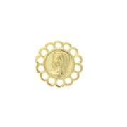 Intercalaire rond 14 anneaux en zamac motif Vierge 15mm - Doré à l'or fin x1