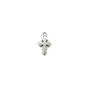 Mini breloque croix en zamac 10x6 mm - Placage Argent fin vieilli x1