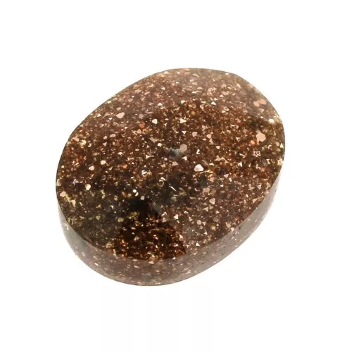 Cabochon ovale facetté 8x6 mm Gold Stone - Imitation Pierre de soleil x1