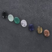 Cabochon ovale facetté 8x6 mm Gold Stone - Imitation Pierre de soleil x1