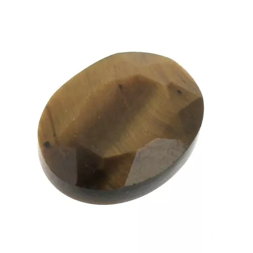 Cabochon ovale facetté 8x6 mm Oeil de tigre x1