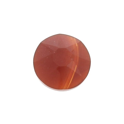 Cabochon rond facetté teintée 6 mm Agate Rouge x1