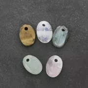 Pendentif facetté ovale 14x10 mm en pierre gemme - Quartz rose x1
