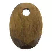 Pendentif facetté ovale 14x10 mm en pierre gemme - Oeil de tigre x1