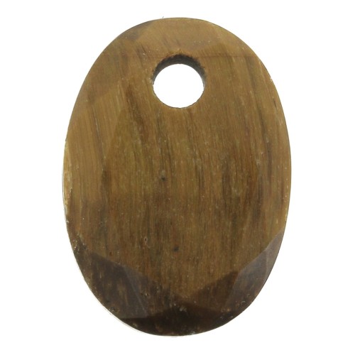 Pendentif facetté ovale 14x10 mm en pierre gemme - Oeil de tigre x1