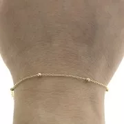 Chaîne maille forçat alternée perles rondes 2.5mm (1x3) Plaqué Or 3 microns x50cm