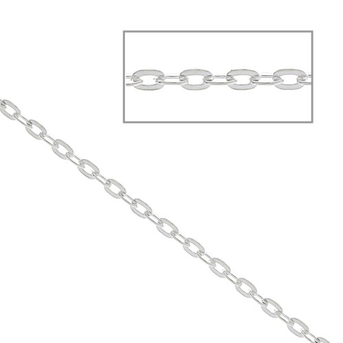 Chaîne maille forçat ovale limée 1.6 mm en Argent 925 x50cm