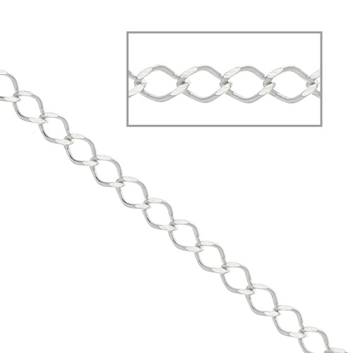 Chaîne maille rombo limée 2.3 mm en Argent 925 x50cm