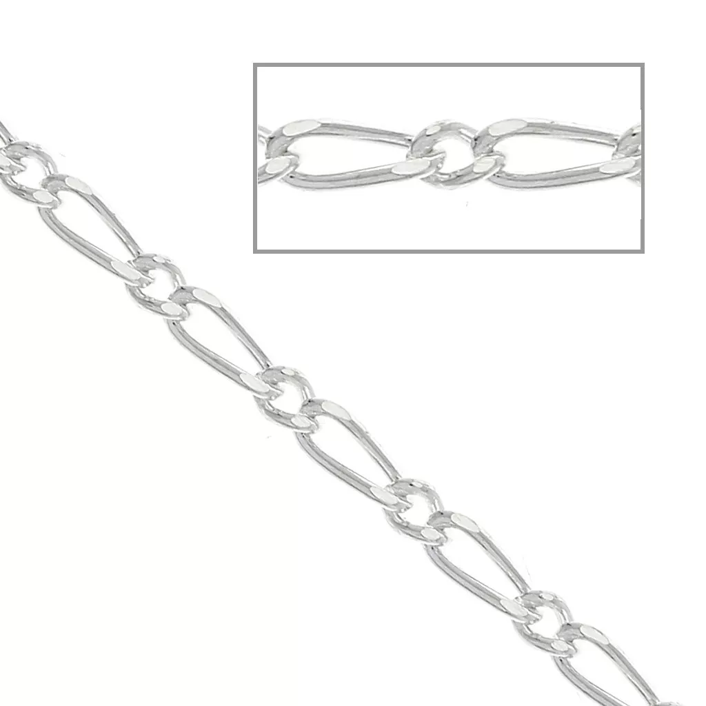 Chaîne De Cheville Argent 925 Plaqué Or Rose - Maille Figaro, Largeur 1.5 Mm - Bijou Qualité Italie - 7