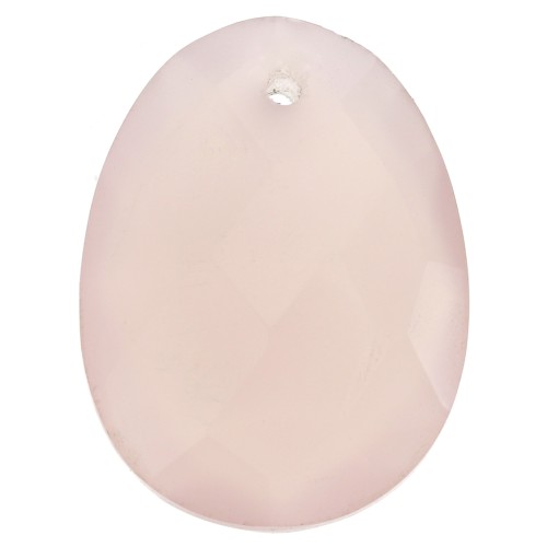 Pendentif facetté ovale 20x15 mm en pierre gemme - Calcedoine Rose x1