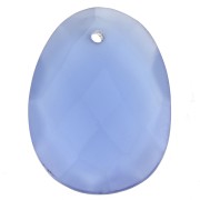 Pendentif facetté ovale 20x15 mm en pierre gemme - Calcedoine Bleue x1|raw }}