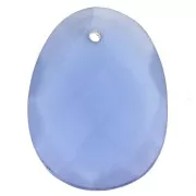 Pendentif facetté ovale 20x15 mm en pierre gemme - Calcedoine Bleue x1