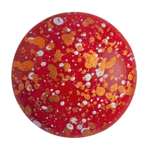 Cabochon rond en verre par Puca® 25 mm Opaque Red Coral Tweedy x1