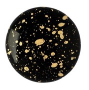 Cabochon rond en verre par Puca® 25 mm Jet Gold Splash x1