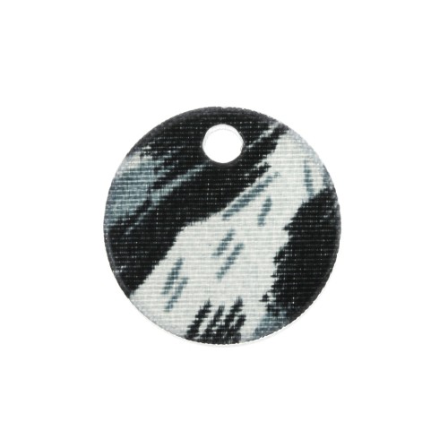 Sequin rond en plexiglas 15 mm motif léopard - Noir - Bleu - Gris x1