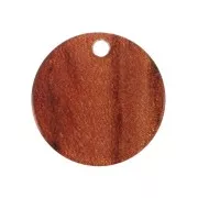 Sequin rond en plexiglas 19 mm motif bois - Marron x1