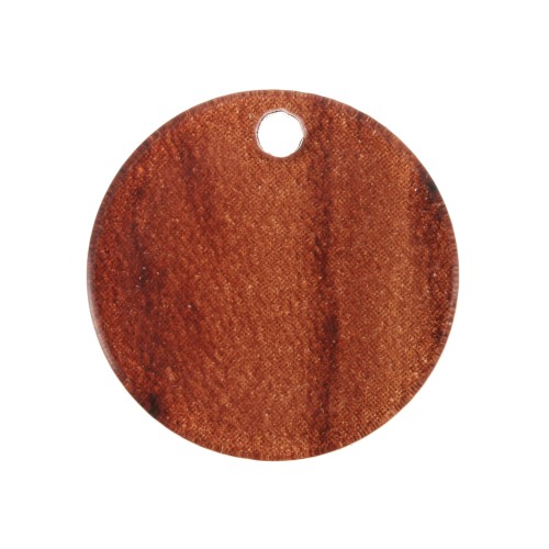 Sequin rond en plexiglas 19 mm motif bois - Marron x1